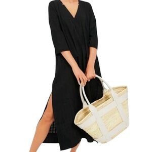 Pomander‎ Place Carolina Caftan Dress Black Maxi Size Small